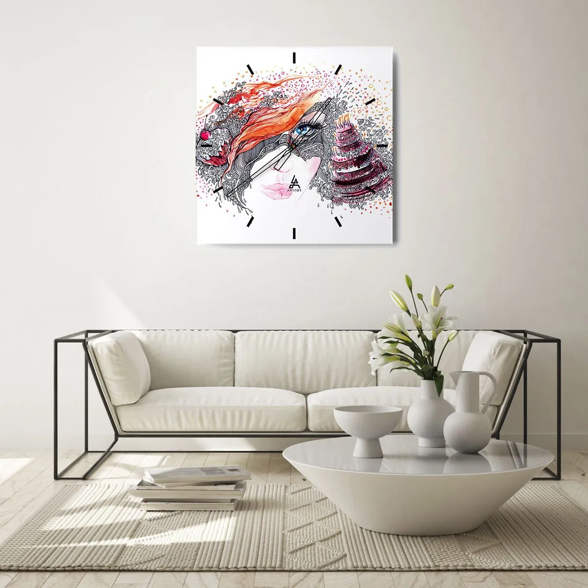 Orologio da parete - Orologio in Vetro - Con lei ogni giorno è festa - 40x40 cm