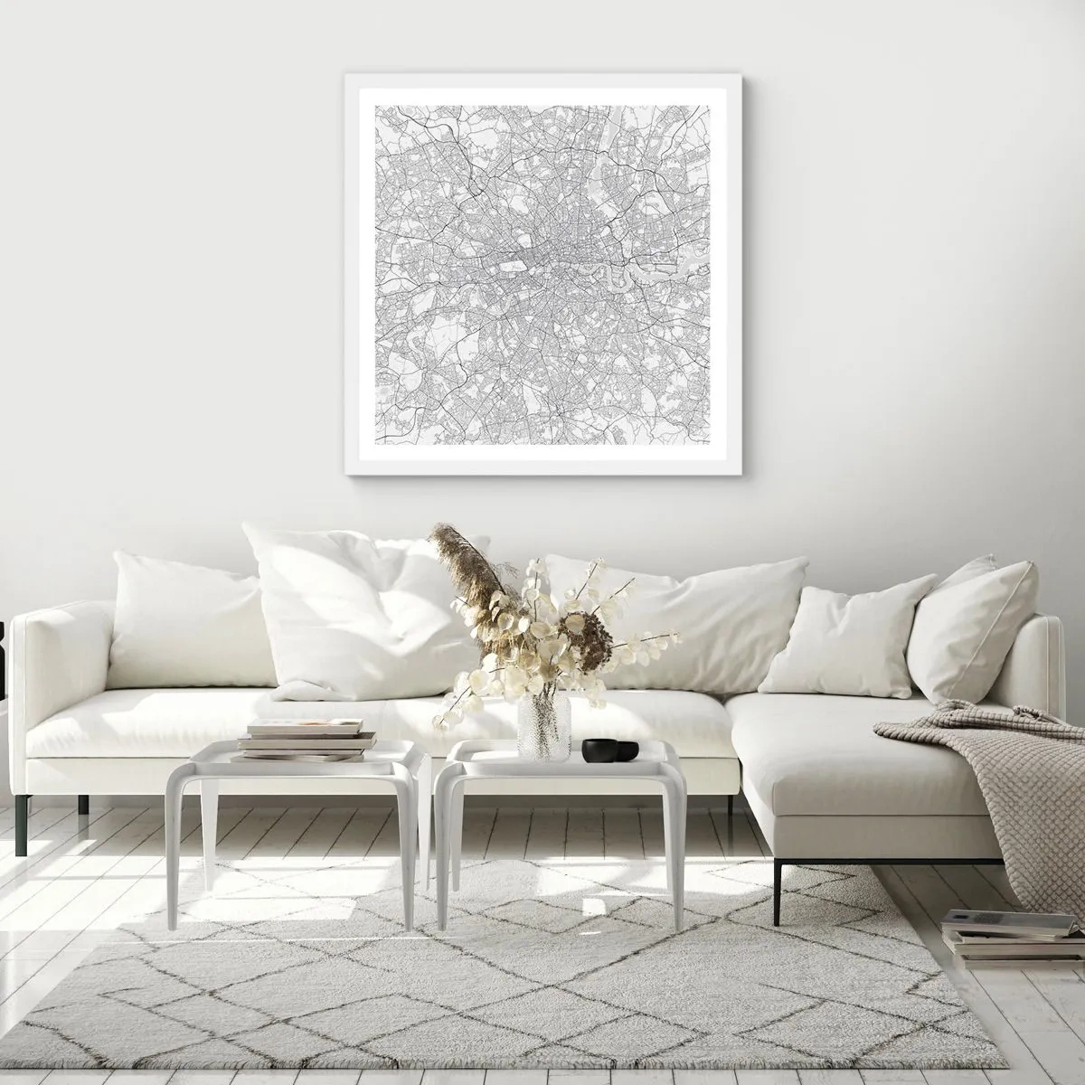Poster in cornice bianca - Mappa del labirinto di Londra - 30x30 cm