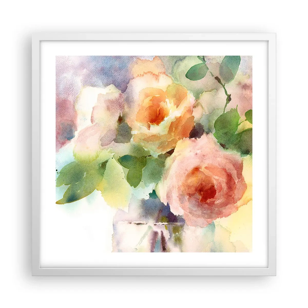 Poster in cornice bianca - Delicati come un acquerello - 50x50 cm