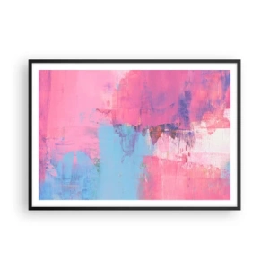 Poster in cornice nera - Composizione astratta in rosa e blu - 100x70cm - Rosa, blu e un pizzico di luce - Decorazione murale moderna per soggiorno e camera da letto ARTTOR
