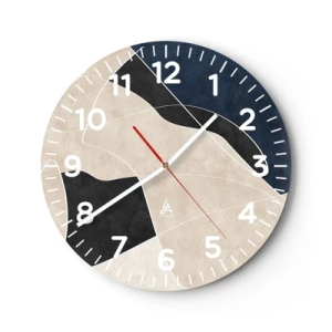 Orologio da parete - Orologio in Vetro - Composizione astratta: il contrasto dei colori - 40x40 cm