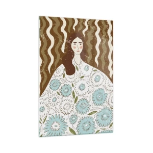 Quadro su vetro - Ritratto con abito a fiori - 70x100 cm