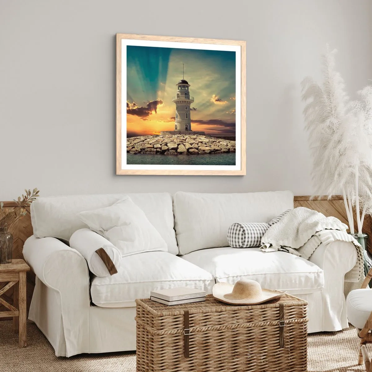 Poster in cornice rovere chiaro - Luce - Bontà - Bellezza - 30x30 cm