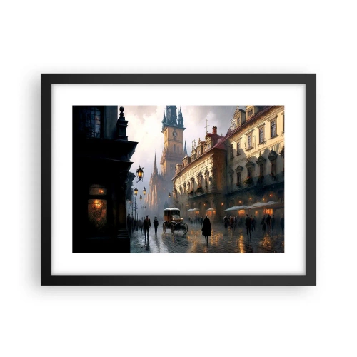 Poster in cornice nera - Il fascino delle sere di Praga - 40x30 cm