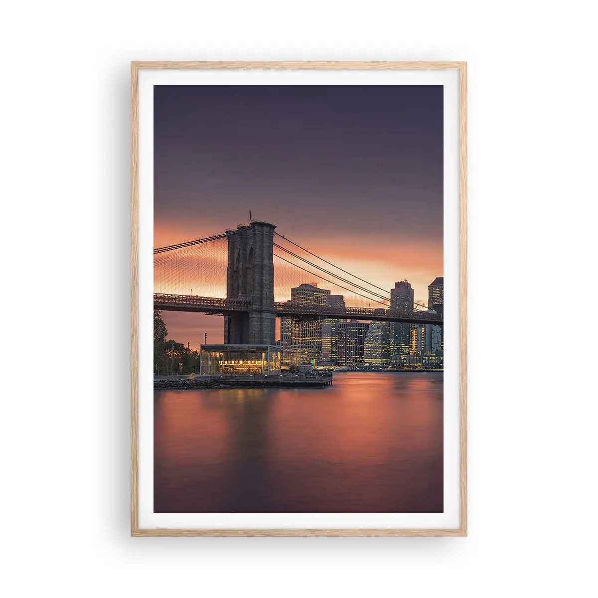 Poster in cornice rovere chiaro - Immersa nel silenzio lilla - 70x100 cm