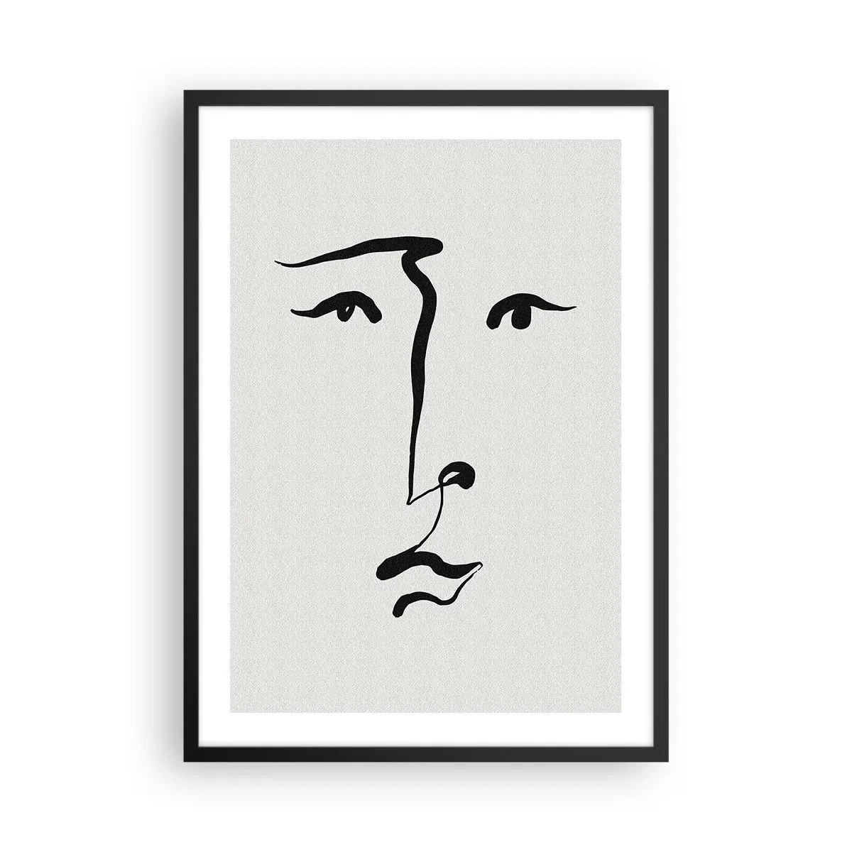 Poster in cornice nera - Illustrazione minimalista del viso in una sola pennellata - 50x70cm - Ritratto con un tratto solo - Decorazione murale moderna per soggiorno e camera da letto ARTTOR