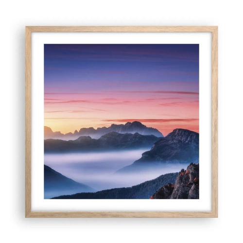 Poster in cornice rovere chiaro - Sopra le valli - 50x50 cm