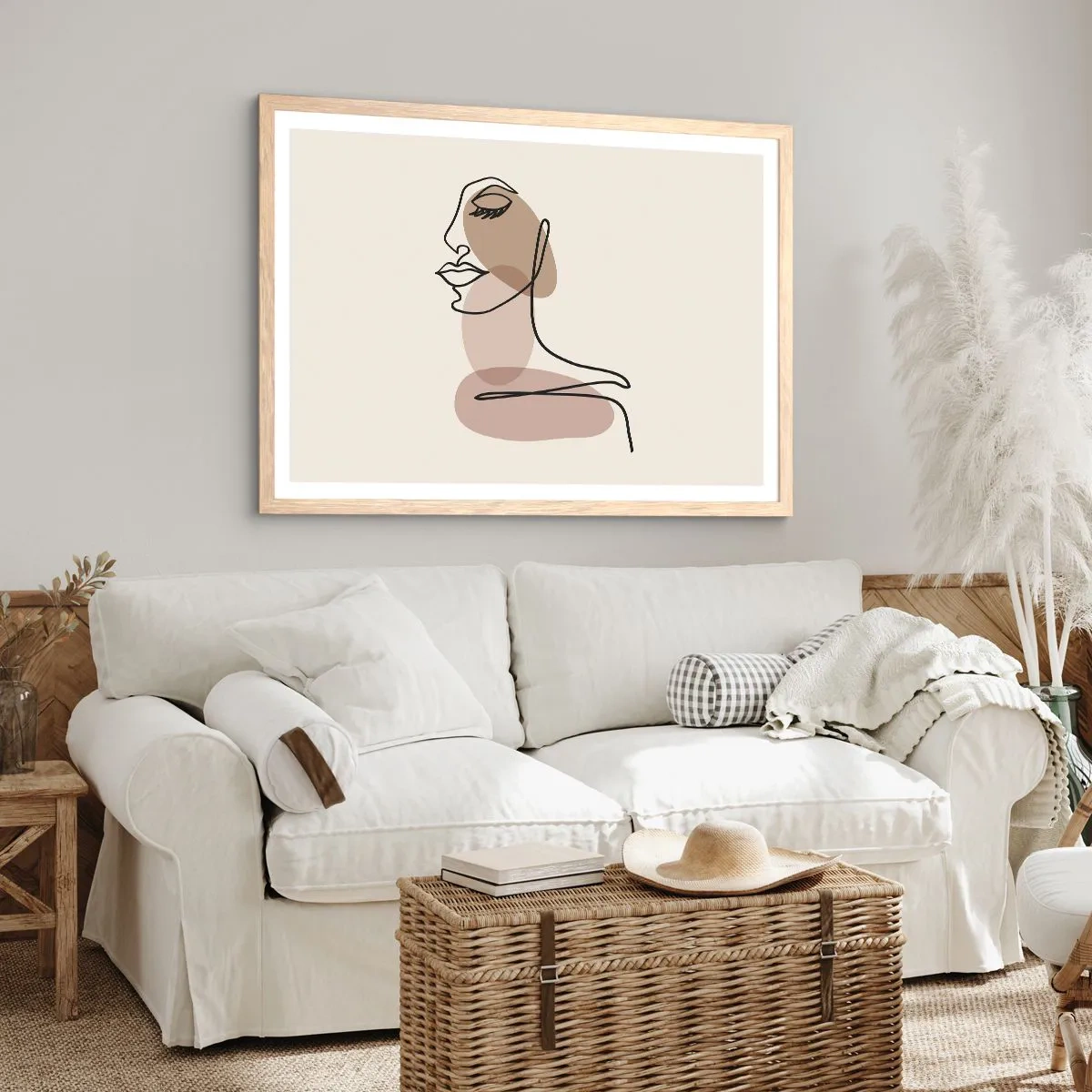 Poster in cornice rovere chiaro - La linea sicura della bellezza - 100x70 cm