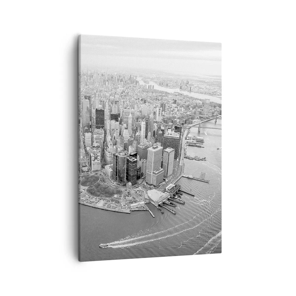 Quadro su tela - Stampe su Tela - Vista aerea di Manhattan in bianco e nero - 50x70cm - Come non amarla? - Decorazione murale moderna per soggiorno e camera da letto ARTTOR