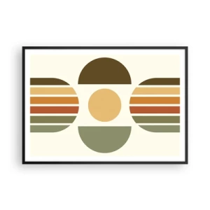 Poster in cornice nera - Composizione geometrica con semicerchi e strisce nei toni della terra - 100x70cm - Nei colori della terra - Decorazione murale moderna per soggiorno e camera da letto ARTTOR