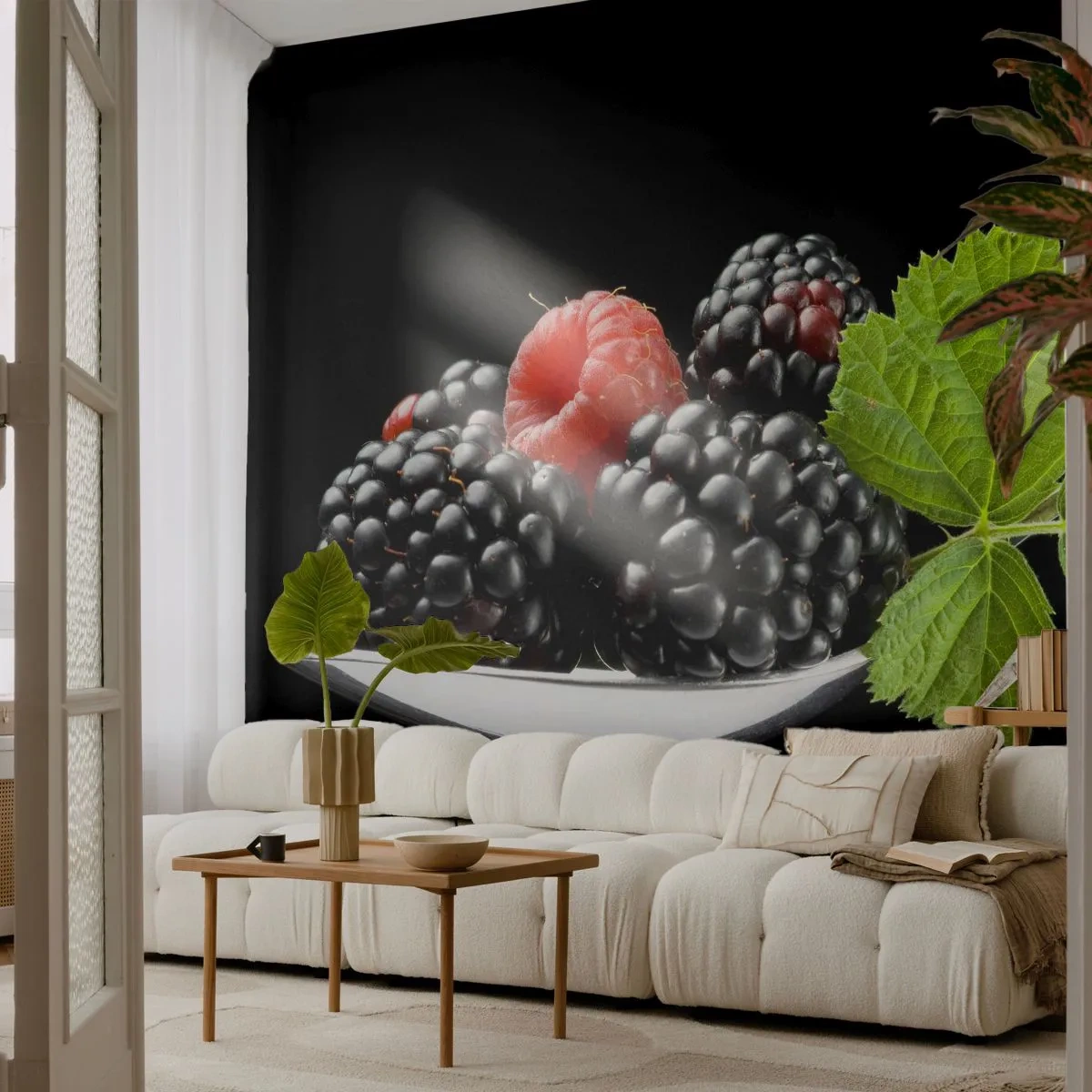 Fotomurali Autoadesivo Deluxe Sticker - I sapori della freschezza - Frutta, Mora, Lampone - 100x70 cm