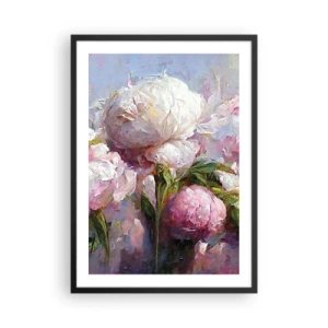 Poster in cornice nera - Peonie in una composizione romantica e pittorica - 50x70cm - Un bouquet pieno di vita - Decorazione murale moderna per soggiorno e camera da letto ARTTOR
