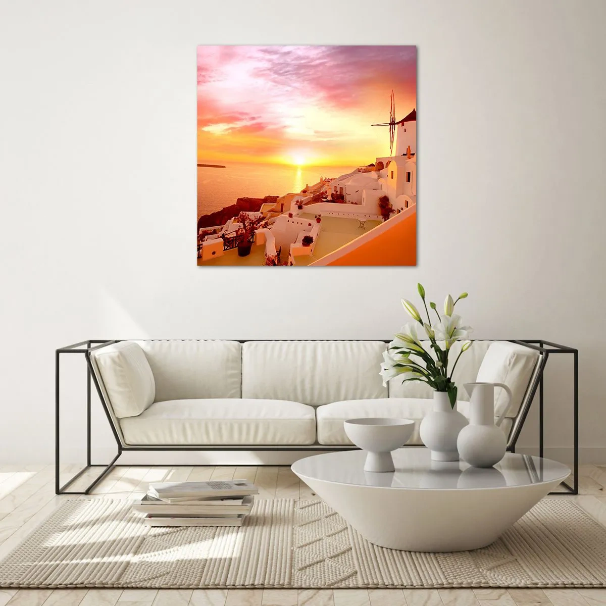 Quadro su vetro - Sciogliersi nel bianco e nell'oro - 30x30 cm