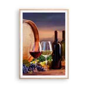 Poster in cornice rovere chiaro - Qui la vita ha gusto - 70x100 cm