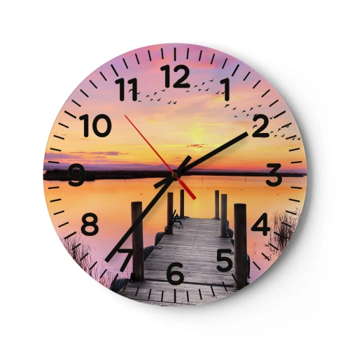 Orologio da parete - Orologio in Vetro - Alba viola e silenziosa - 40x40 cm