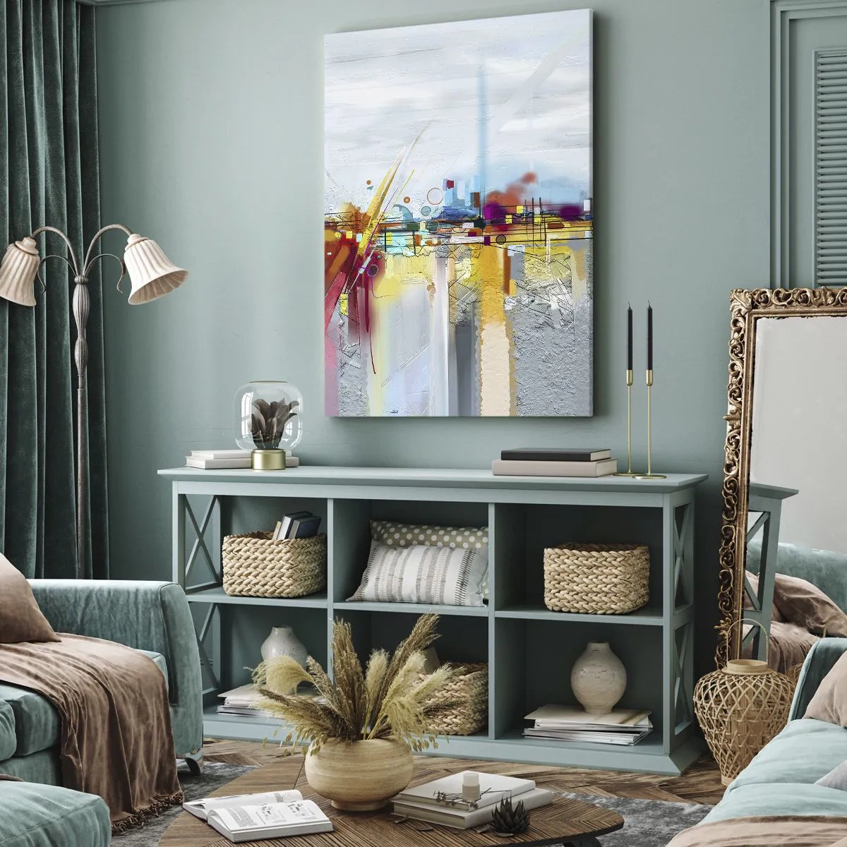 Quadro su tela - Stampe su Tela - Il ponte della gioia sul fiume della vita - 55x100 cm