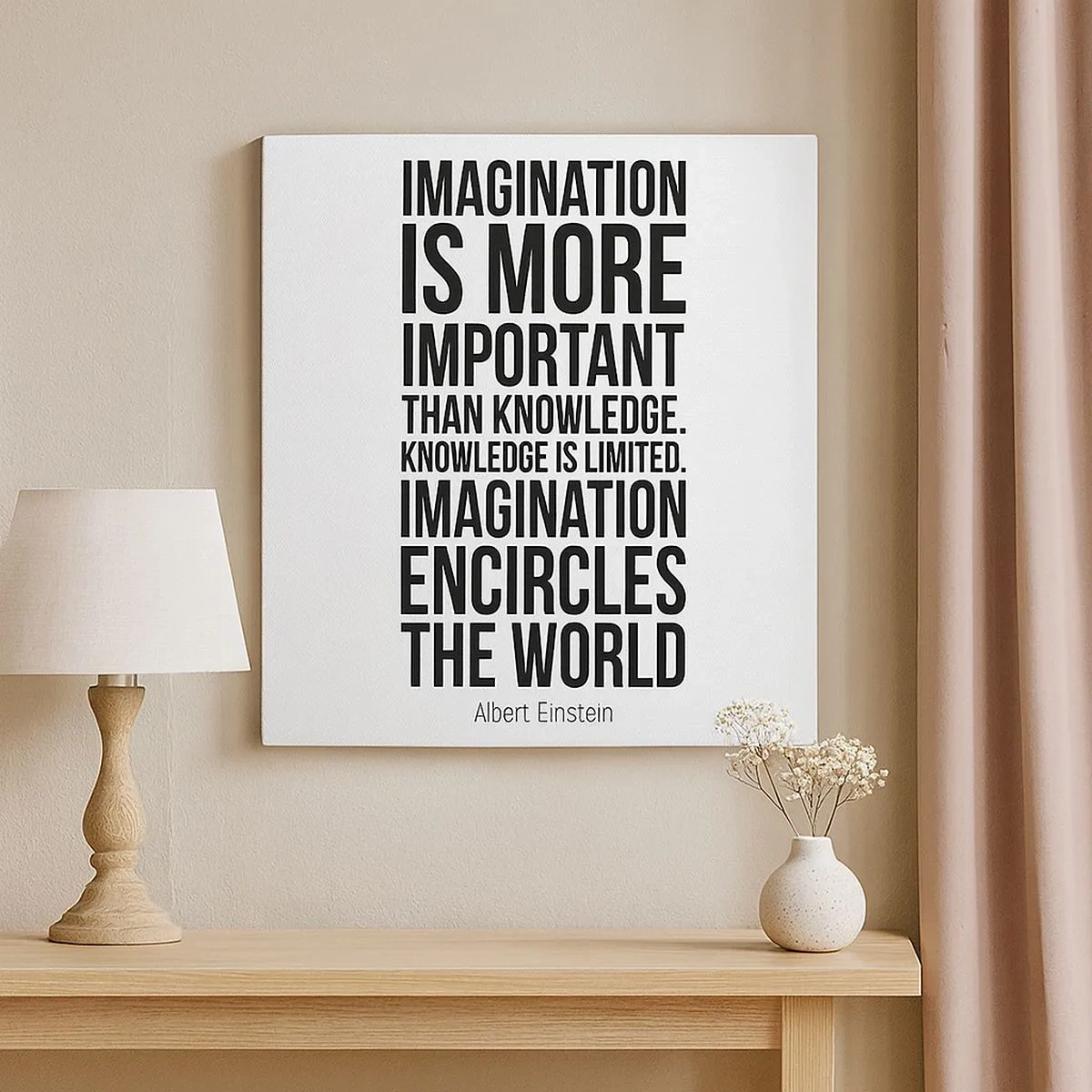Quadro su tela - Stampe su Tela - Einstein sul potere dell'immaginazione - 30x30 cm