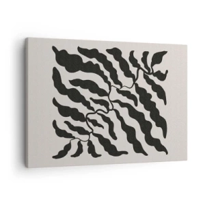 Quadro su tela - Stampe su Tela - Ramoscelli con foglie nere su sfondo chiaro - 70x50cm - La natura del quadrato - Decorazione murale moderna per soggiorno e camera da letto ARTTOR