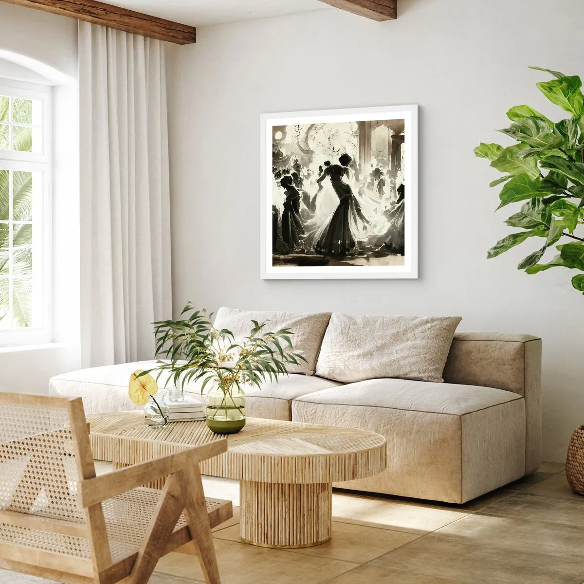Poster in cornice bianca - Il gran ballo in maschera - 40x40 cm