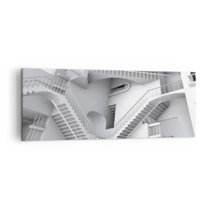 Quadro su tela - Stampe su Tela - Una composizione astratta di scale in una disposizione spaziale surrealista - 140x50cm - Il paradosso dello spazio - Decorazione murale moderna per soggiorno e camera da letto ARTTOR