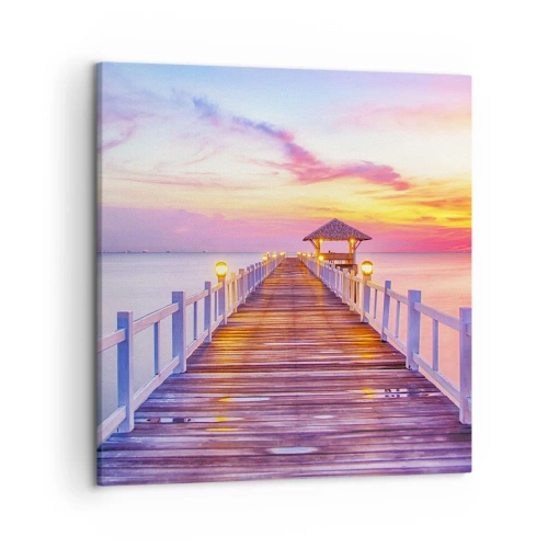 Quadro su tela - Stampe su Tela - Silenzio della sera in lilla e oro - 50x50 cm