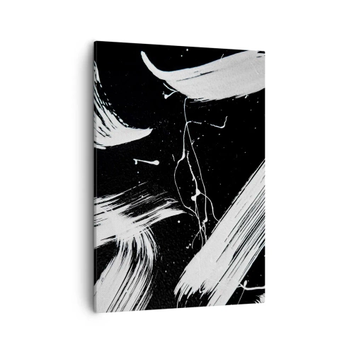Quadro su tela - Stampe su Tela - Tratti bianchi astratti su sfondo nero - 50x70cm - Spezzando l'oscurità - Decorazione murale moderna per soggiorno e camera da letto ARTTOR