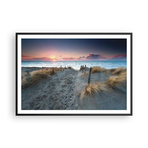 Poster in cornice nera - Sentiero che porta alla spiaggia al tramonto - 100x70cm - Hai versato un arcobaleno di luce radiosa... - Decorazione murale moderna per soggiorno e camera da letto ARTTOR