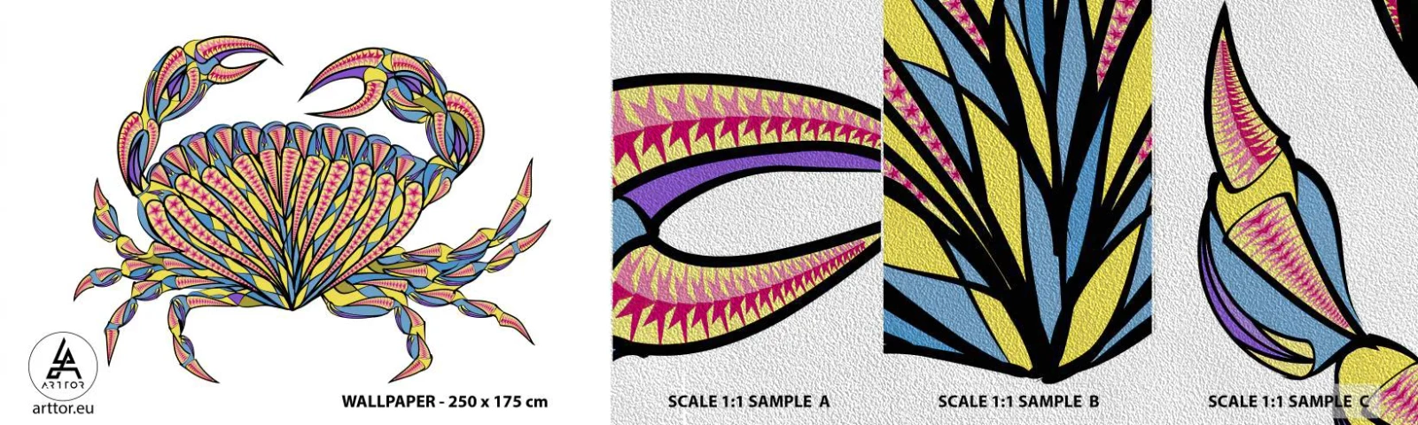 Campione di Fotomurale Premium Sand - Gioielli del mare - Granchio, Per bambini, Grafica - 100x30 cm