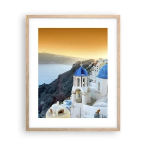 Poster in cornice rovere chiaro - Santorini: aggrappate alle rocce - 40x50 cm