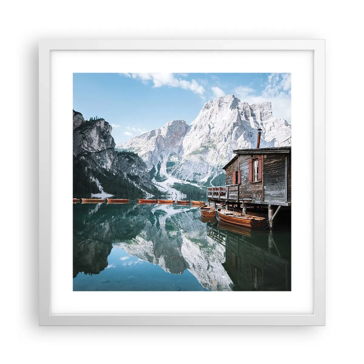 Poster in cornice bianca - Mattina cristallina sui monti - 40x40 cm