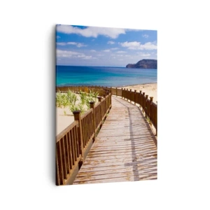 Quadro su tela - Stampe su Tela - Sentiero in legno che conduce alla spiaggia con vista sull'oceano - 50x70cm - Portami alle isole fortunate - Decorazione murale moderna per soggiorno e camera da letto ARTTOR