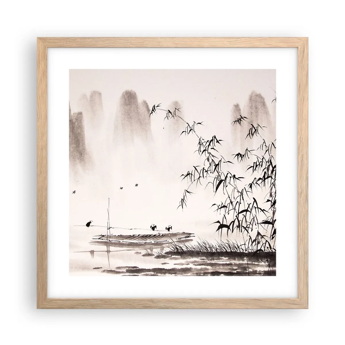 Poster in cornice rovere chiaro - Il silenzio dei campi di riso - 40x40 cm