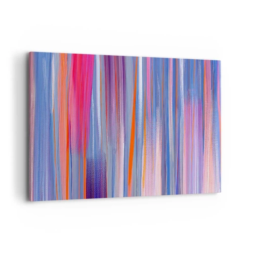 Quadro su tela - Stampe su Tela - Linee verticali astratte nelle tonalità del blu e del rosa - 120x80cm - Ascensione arcobaleno - Decorazione murale moderna per soggiorno e camera da letto ARTTOR