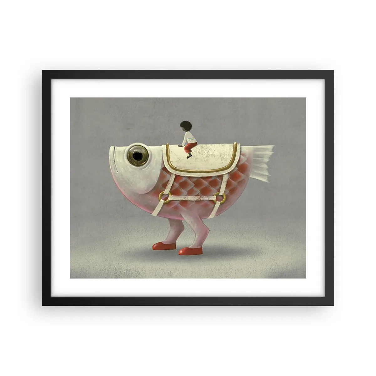 Poster in cornice nera - Il cavaliere del pesce - 50x40 cm