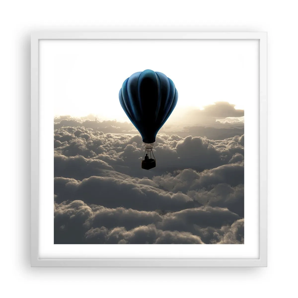 Poster in cornice bianca - Viaggiatore sopra le nuvole - 50x50 cm