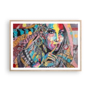 Poster in cornice rovere chiaro - Taci, finché capirai - 100x70 cm