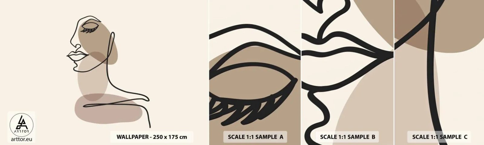 Campione Di Fotomurale Standard Eco - Ascoltando se stessa - Astrazione, Volto di donna, Grafica - 100x30 cm