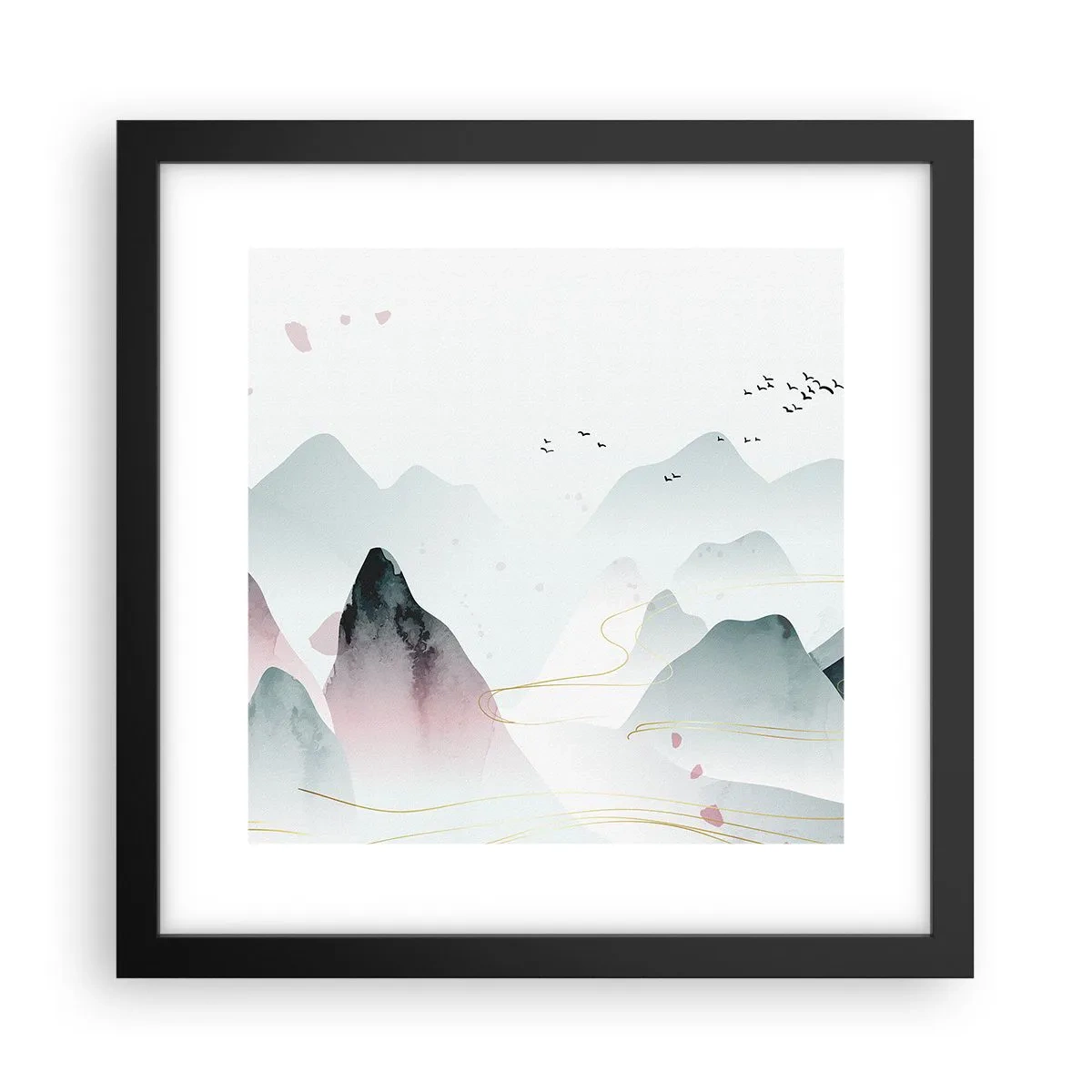 Poster in cornice nera - Oltre le cime - 30x30 cm