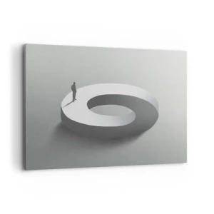 Quadro su tela - Stampe su Tela - Un uomo su una struttura grigia e astratta - 100x70cm - Prova a cavartela - Decorazione murale moderna per soggiorno e camera da letto ARTTOR