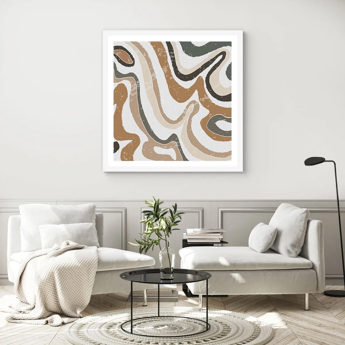 Poster in cornice bianca - I meandri dei colori della terra - 40x40 cm