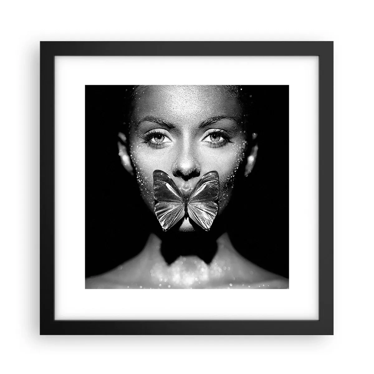 Poster in cornice nera - Il bacio delle farfalle - 30x30 cm