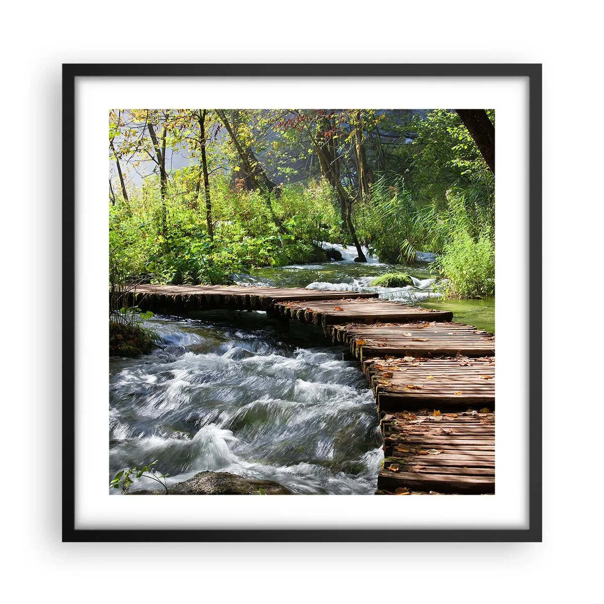 Poster in cornice nera - Sulla cascata spumeggiante - 50x50 cm