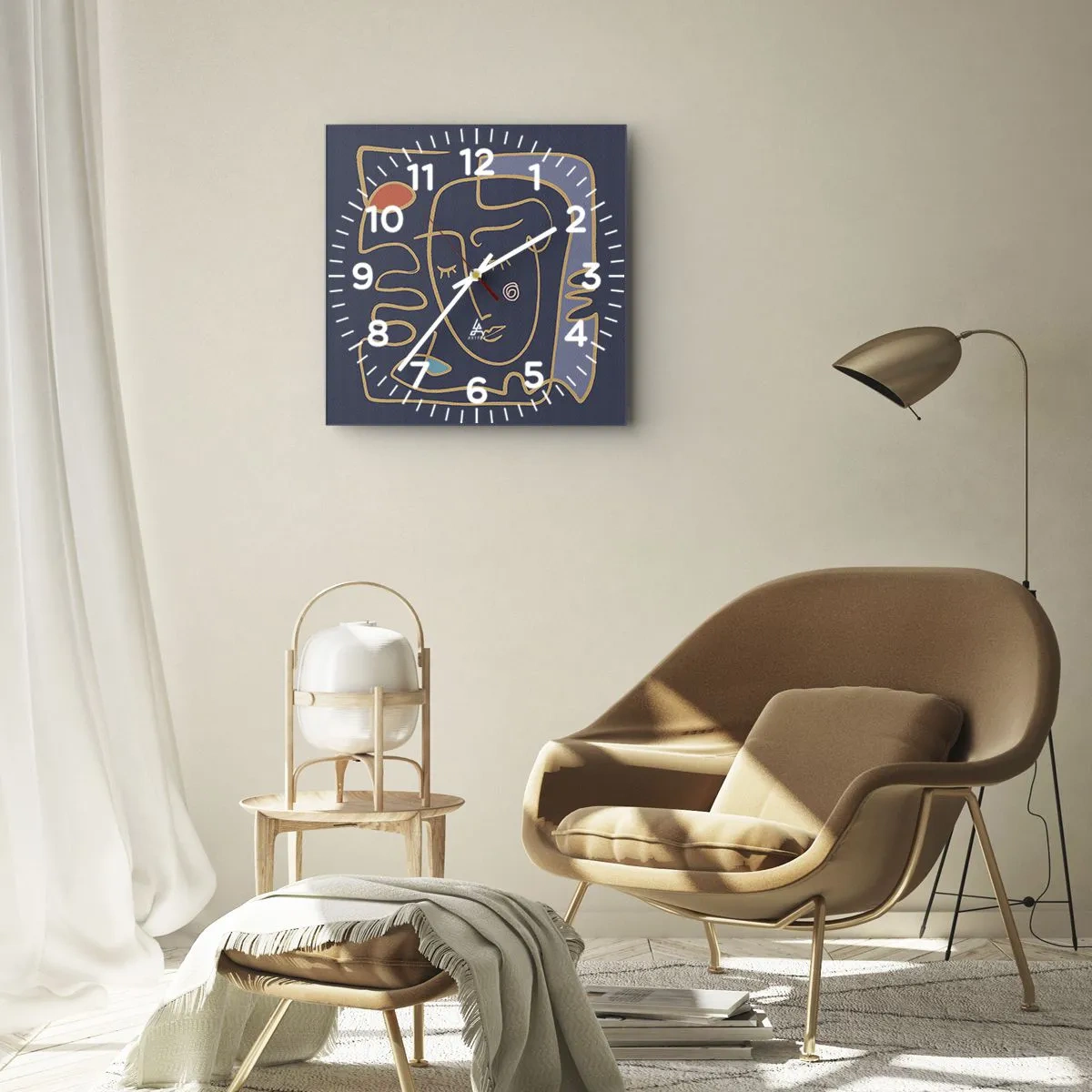 Orologio da parete - Orologio in Vetro - Pensierosa - 40x40 cm