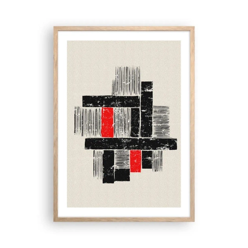 Poster in cornice rovere chiaro - Rosso e nero - 50x70 cm