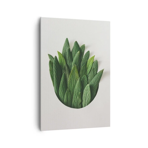 Quadro su tela - Stampe su Tela - Una composizione di foglie verdi su uno sfondo chiaro - 70x100cm - Curiosità irrefrenabile - Decorazione murale moderna per soggiorno e camera da letto ARTTOR