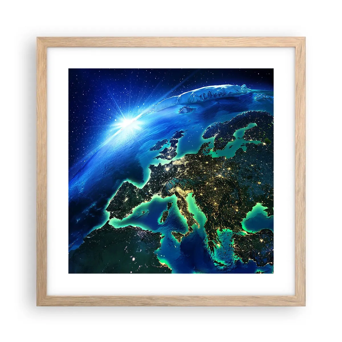 Poster in cornice rovere chiaro - L'Europa scintillante - 40x40 cm