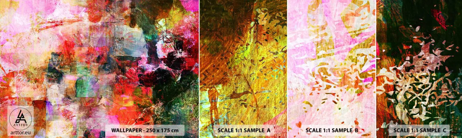 Campione Di Fotomurale Standard Eco - Viaggio attraverso le rose - Astrazione, Pezzo, Grafica - 100x30 cm