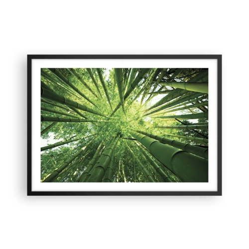 Poster in cornice nera - Vista attraverso un boschetto di bambù verde - 70x50cm - Nella foresta di bambù - Decorazione murale moderna per soggiorno e camera da letto ARTTOR