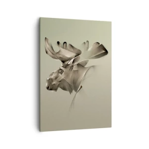 Quadro su tela - Stampe su Tela - Un'immagine astratta di un alce su uno sfondo minimalista - 50x70cm - La forza mite della tranquillità - Decorazione murale moderna per soggiorno e camera da letto ARTTOR