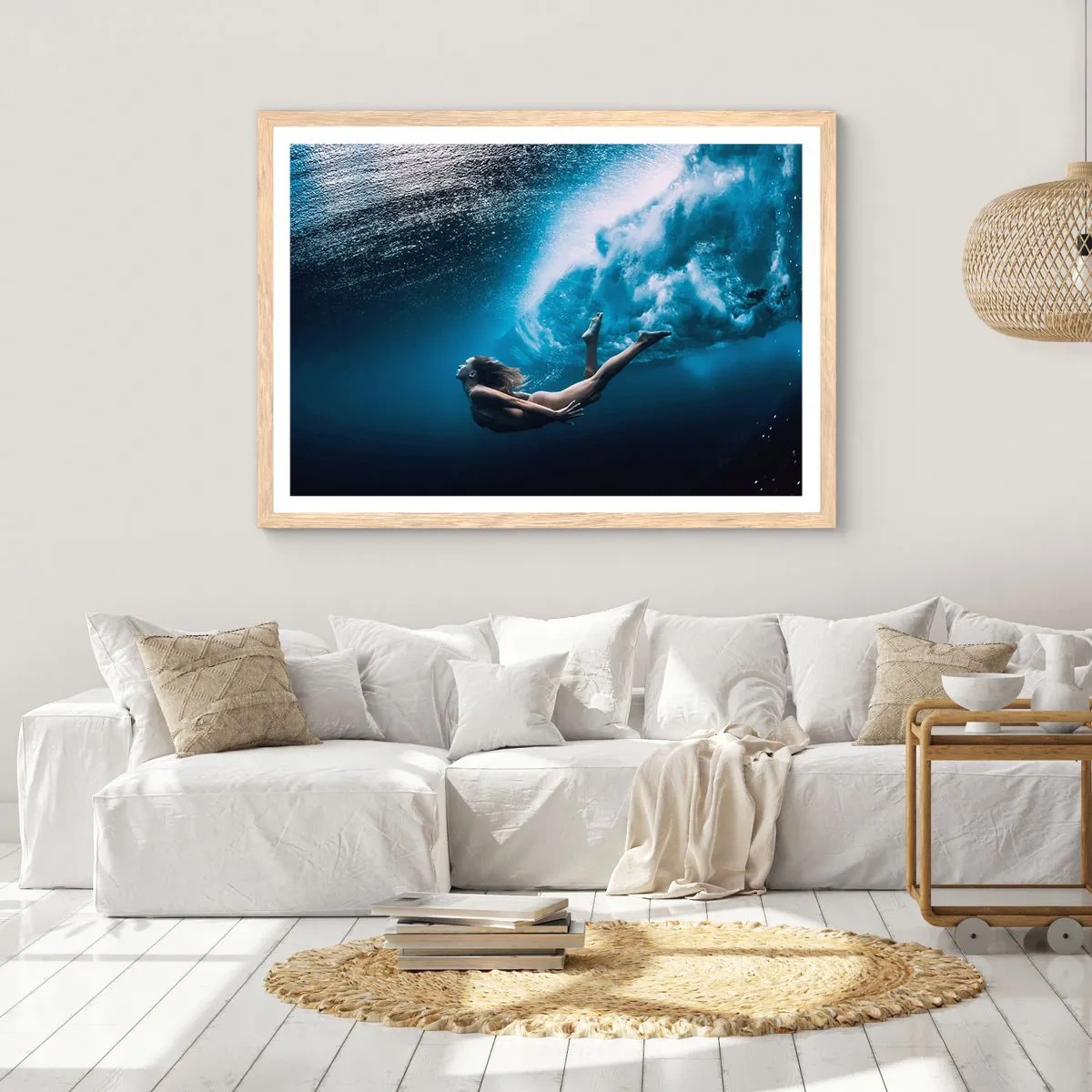 Poster in cornice rovere chiaro - Moderna sirena - 100x70 cm